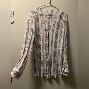 Style & Co summer floral bohemian blouse size medium